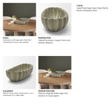 Camelia Large Fluted Sage Green Paper Mache Round Centerpiece Bowl from Mercana - Luna Furniture