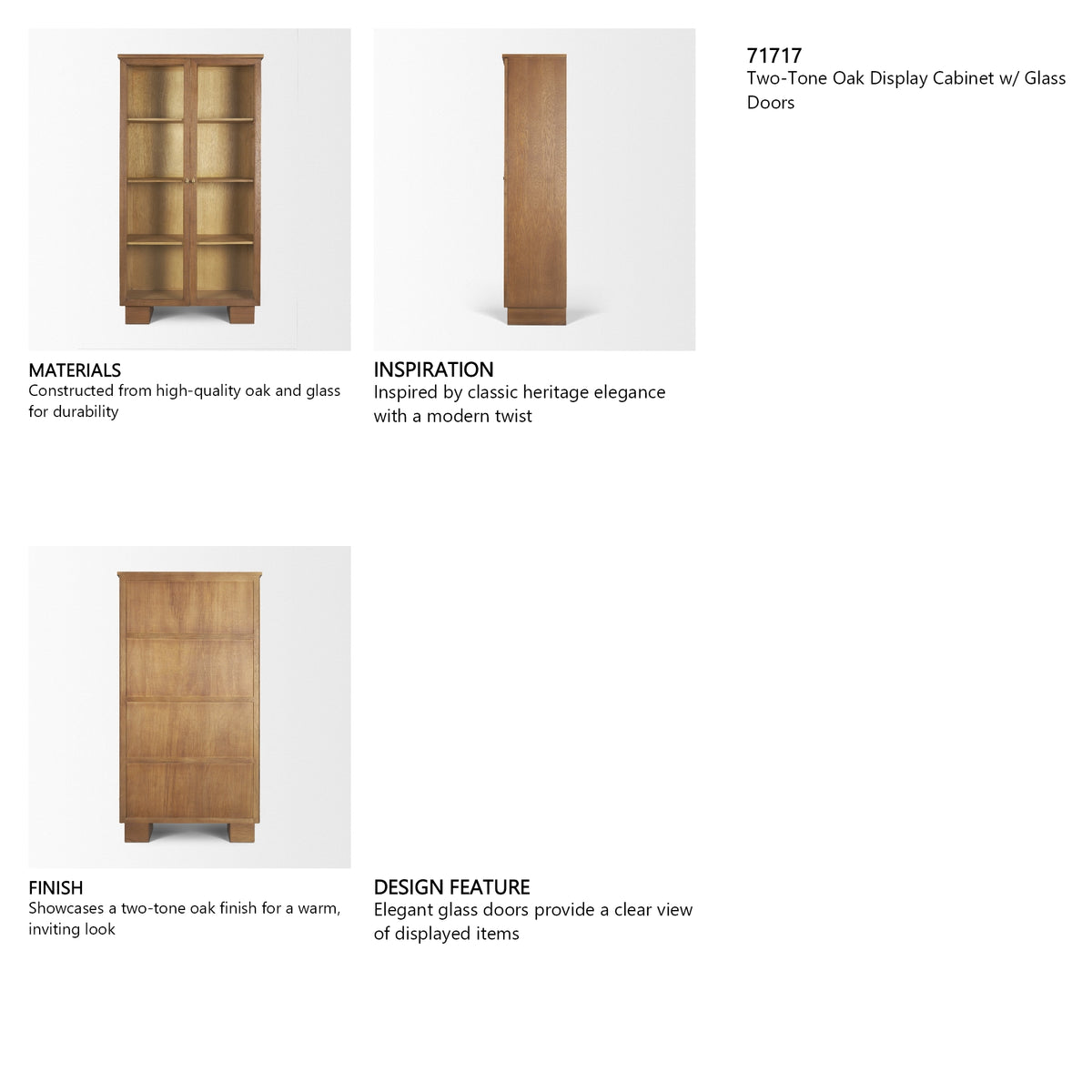 Winsford Two-Tone Oak Display Cabinet w/ Glass Doors from Mercana - Luna Furniture