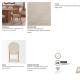 Martie Rounded Back Dining Side Chair | Oatmeal Fabric w/ Wood, Set of 2