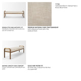 Freya Upholstered Bench | Oatmeal Fabric | Brown Wood Frame from Mercana - Luna Furniture