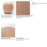 Siren Sienna Fabric w/ Brown Ash Wood Round Accent Stool from Mercana - Luna Furniture
