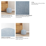 Siren French Blue Fabric w/ Brown Ash Wood Round Accent Stool from Mercana - Luna Furniture