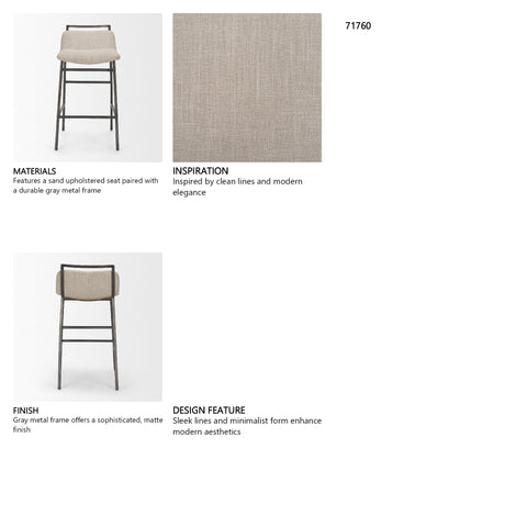 Kavalan Backless 33.5in Seat Counter Stool | Sand Fabric w/ Stool from Mercana - Luna Furniture