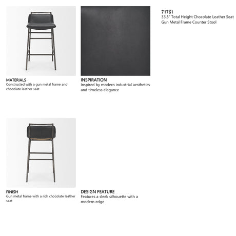 Kavalan Backless 33.5in Seat Counter Stool | Chocolate Leather from Mercana - Luna Furniture