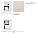 Cole Open Back Dining Side Chair | Natural Linen w/ Dark Wood, Set of 2