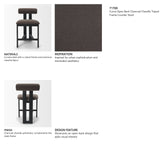 Tribeca Open Back 36.5in Seat Counter Stool | Charcoal Fabric w/ Wood from Mercana - Luna Furniture