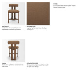 Tribeca Open Back 36.5in Seat Counter Stool | Mocha Fabric w/ Wood from Mercana - Luna Furniture