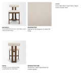 Tribeca Open Back 36.5in Seat Counter Stool | Cream Fabric w/ Wood from Mercana - Luna Furniture