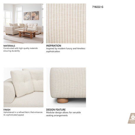 Warner Stripe 3 Piece Sofa Set w/S Corner Piece w/Back Cushions from Mercana - Luna Furniture