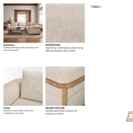 Warner Frame 3 Piece Sofa Set w/S Corner Piece w/Back Cushions from Mercana - Luna Furniture