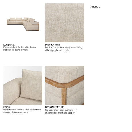 Warner Frame 3 Piece Sofa Set w/S Corner Piece w/Back Cushions from Mercana - Luna Furniture