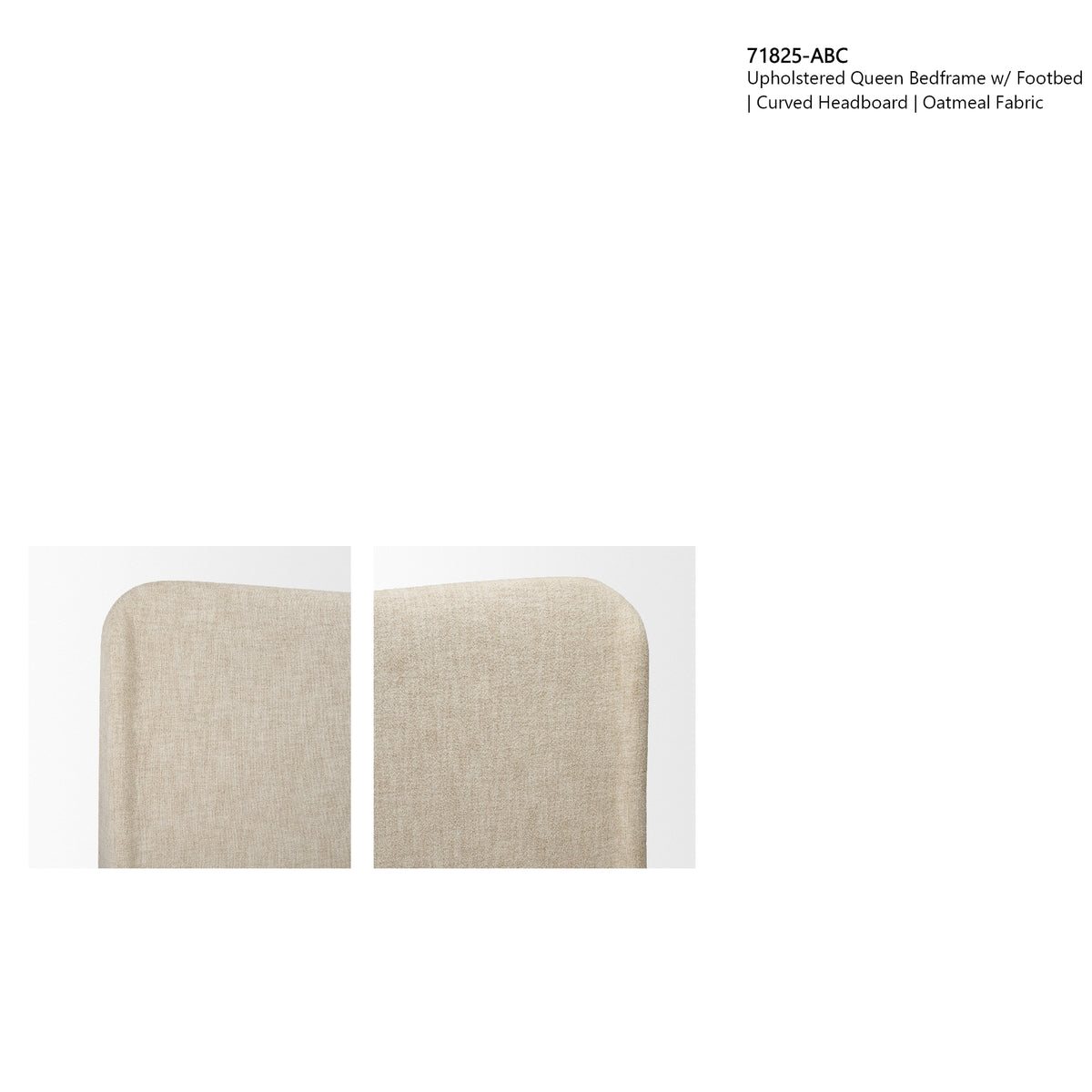 Solene Queen Upholstered Bedframe w/ Footbed | Curved Headboard | Oatmeal Fabric from Mercana - Luna Furniture