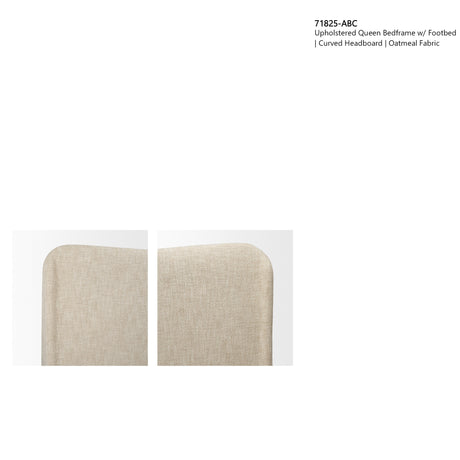 Solene Queen Upholstered Bedframe w/ Footbed | Curved Headboard | Oatmeal Fabric from Mercana - Luna Furniture