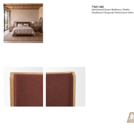 Holden Queen Upholstered Bedframe | Shelter Headboard | Burgundy Performance Fabric from Mercana - Luna Furniture