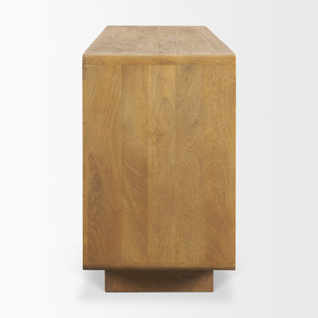 Valterra Light Brown Wood w/ Travertine 4 Door Sideboard from Mercana - Luna Furniture