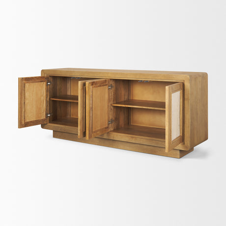 Valterra Light Brown Wood w/ Travertine 4 Door Sideboard from Mercana - Luna Furniture