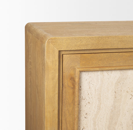 Valterra Light Brown Wood w/ Travertine 4 Door Sideboard from Mercana - Luna Furniture