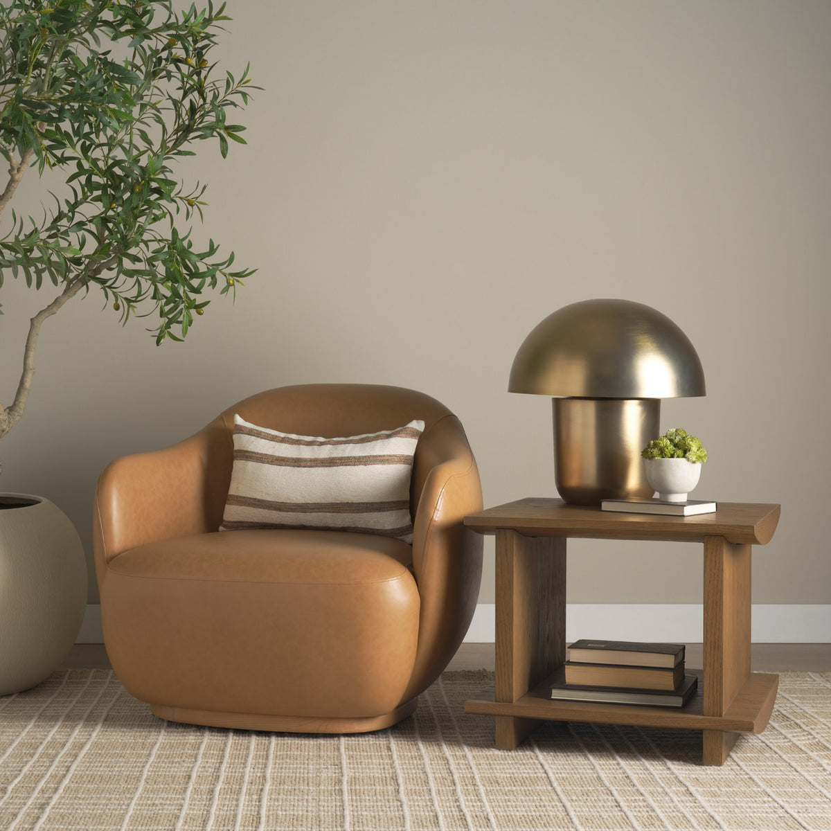 Orlo 18" Gold Metal Mushroom Table Lamp from Mercana - Luna Furniture