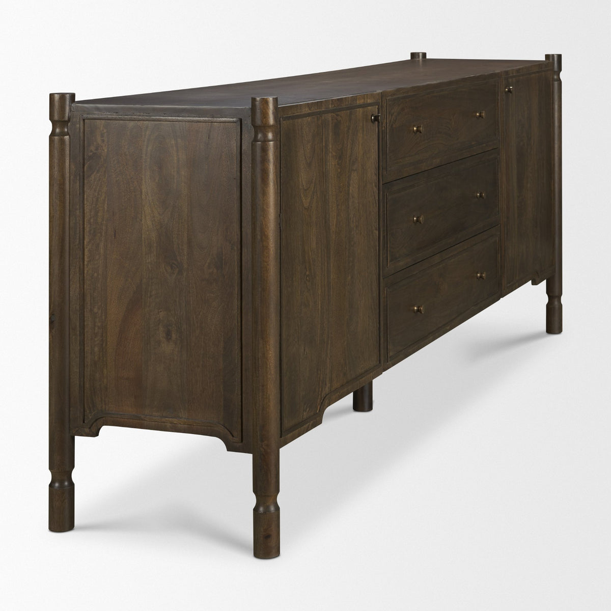 Phil Dark Brown Wood 2 Door 3 Drawer Closed Sideboard from Mercana - Luna Furniture