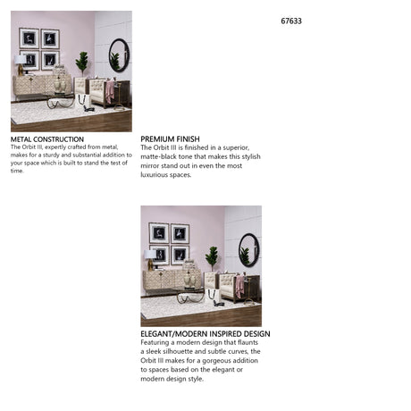 Orbit 43" Round Black Metal Ball Frame Mirror from Mercana - Luna Furniture