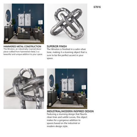 Wilhelm I (Small) 7L x 7W Silver Metal Link Decor Object from Mercana - Luna Furniture