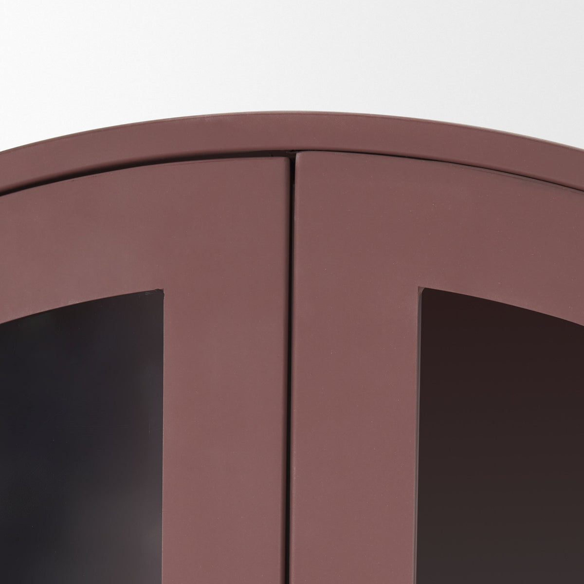 Rousseau Arched Curio Cabinet w/ Glass Doors | Burgundy Metal from Mercana - Luna Furniture