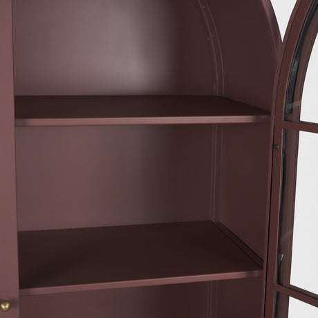 Rousseau Arched Curio Cabinet w/ Glass Doors | Burgundy Metal from Mercana - Luna Furniture