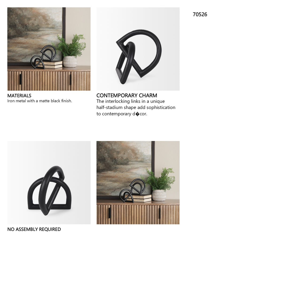 Locke Small Matte Black Metal Decorative Object from Mercana - Luna Furniture