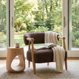 Lewis Mocha Fabric w/ Brown Wood Open Back Accent Chair from Mercana - Luna Furniture