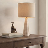 Sena Travertine Tapered Column Table Lamp from Mercana - Luna Furniture