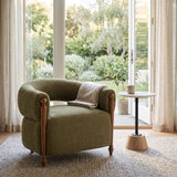 Margaux Olive Fabric Open Back Barrel Accent Chair from Mercana - Luna Furniture