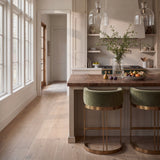 Hollyfield Backless 28.7in Seat Bar Stool | Olive Fabric w/ Gold Metal from Mercana - Luna Furniture