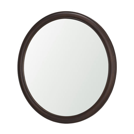Bramwell 36" Dark Brown Wood Framed Heritage Round Mirror from Mercana - Luna Furniture