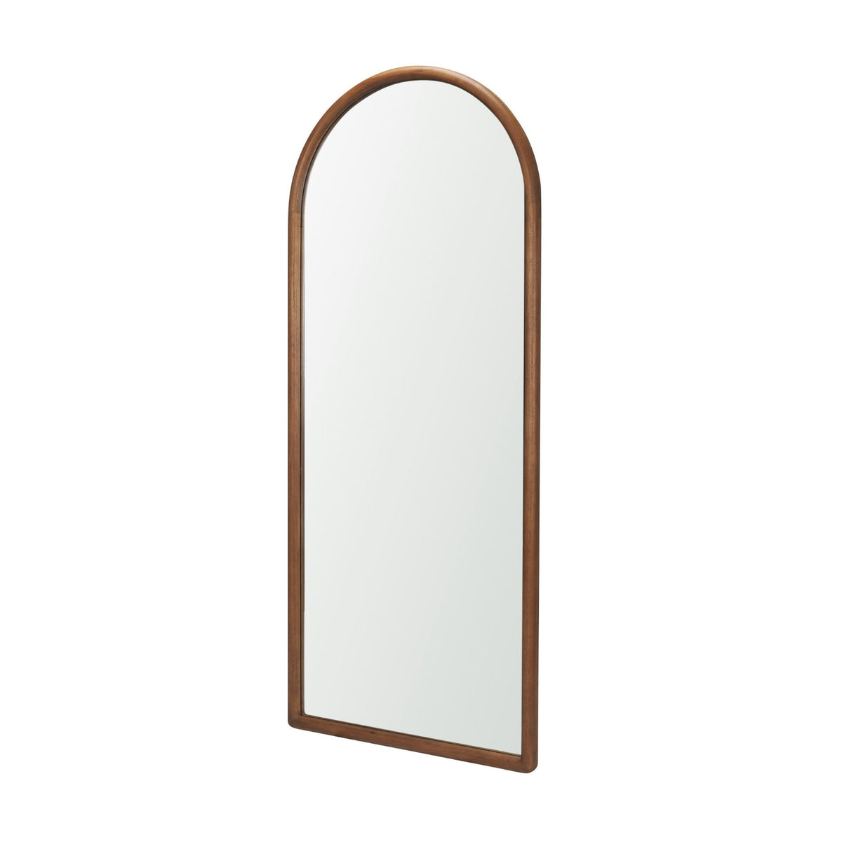 Durham Medium Brown Wood Framed Arched Floor Mirror
