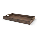 Strata Fluted Brown Walnut Wooden Decortative Tray