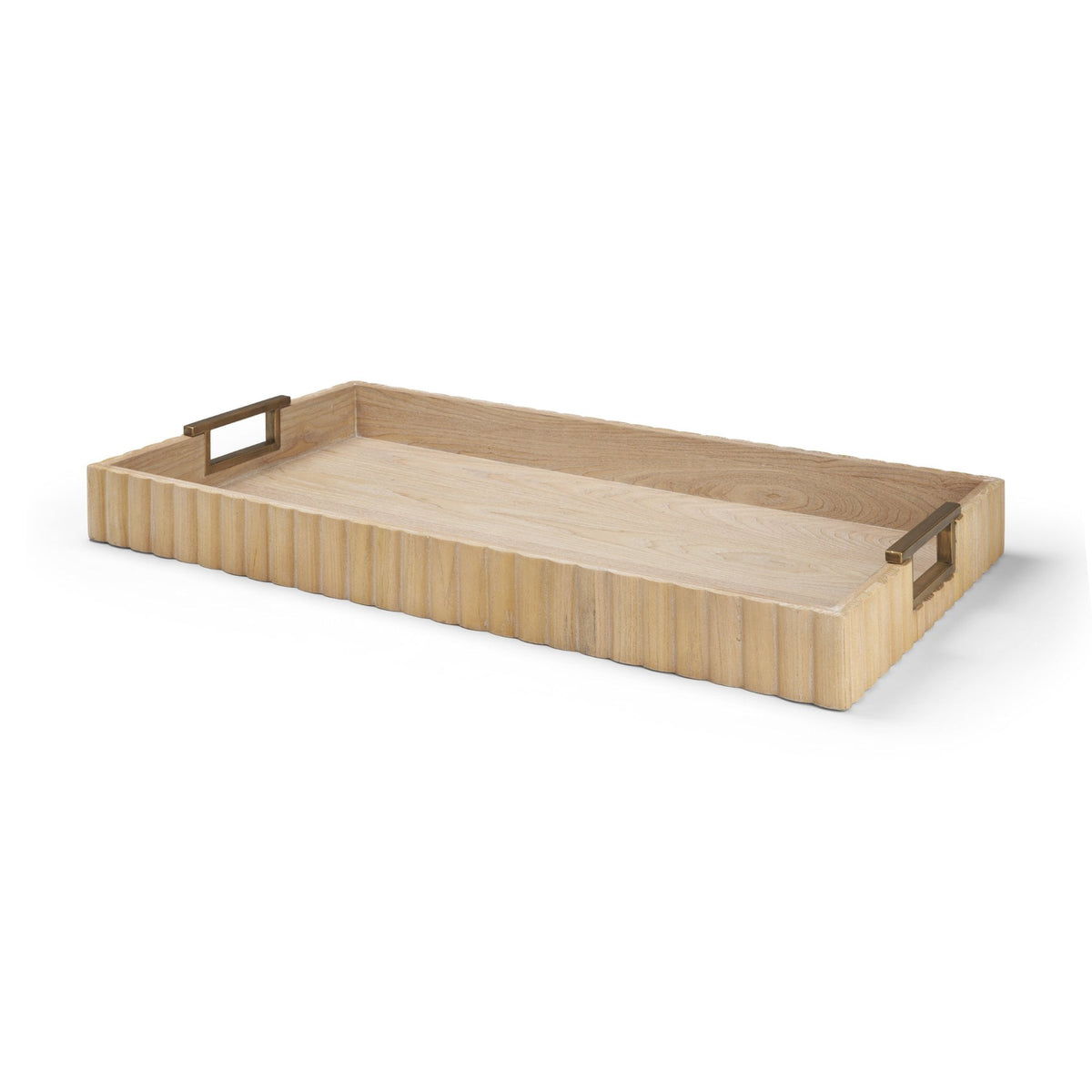Strata Fluted White-Washed Wooden Decortative Tray