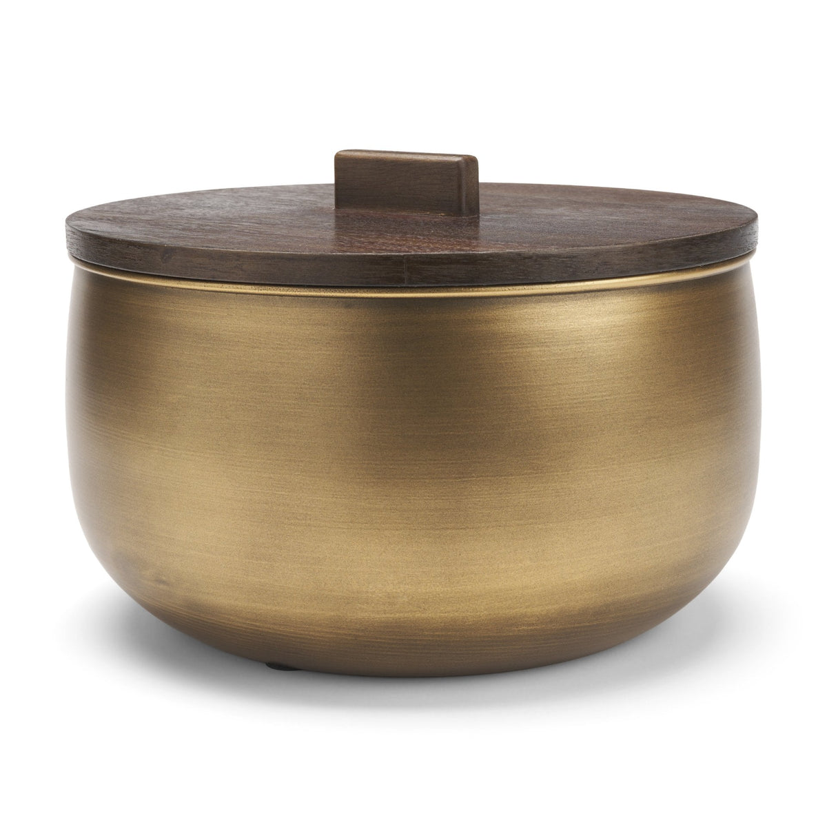 Voss Brass Metal w/ Dark Wood Lid Canister from Mercana - Luna Furniture