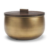 Voss Brass Metal w/ Dark Wood Lid Canister from Mercana - Luna Furniture