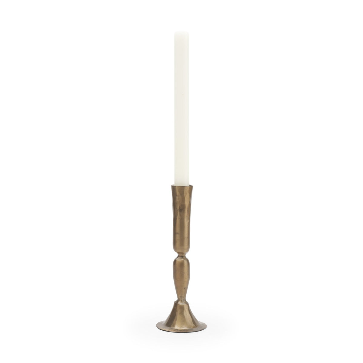 Whitlock Large Antique Brass Metal Taper Candle Holder