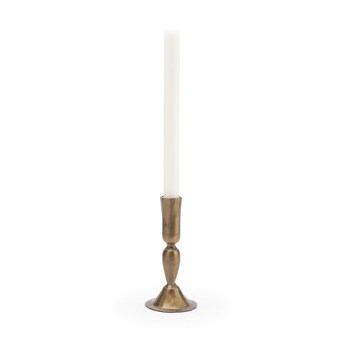 Whitlock Small Antique Brass Metal Taper Candle Holder