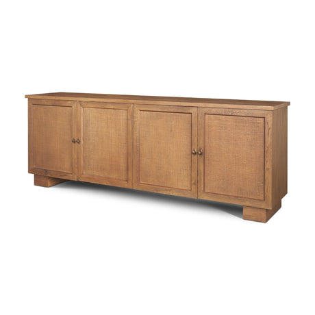 Carmel 4-Door Closed Sideboard | 82" | Raffia w/ Brown Wood from Mercana - Luna Furniture