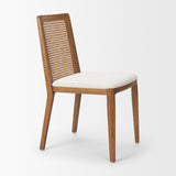 Clara Light Brown Beech Wood W/ Cream Fabric Seat and Cane Back Armless Dining Chair, Set of 2 from Mercana - Luna Furniture