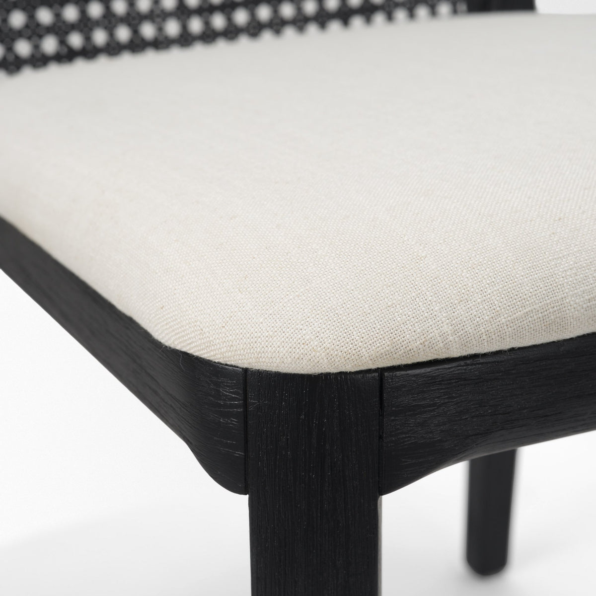 Clara Black Beech Wood W/ Cream Fabric Seat and Cane Back Armless Dining Chair, Set of 2 from Mercana - Luna Furniture