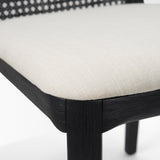 Clara Black Beech Wood W/ Cream Fabric Seat and Cane Back Armless Dining Chair, Set of 2 from Mercana - Luna Furniture