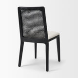 Clara Black Beech Wood W/ Cream Fabric Seat and Cane Back Armless Dining Chair, Set of 2 from Mercana - Luna Furniture