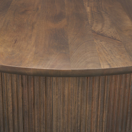 Terra 48L x 48W x 15H Dark Brown Wood Round Fluted Coffee Table from Mercana - Luna Furniture