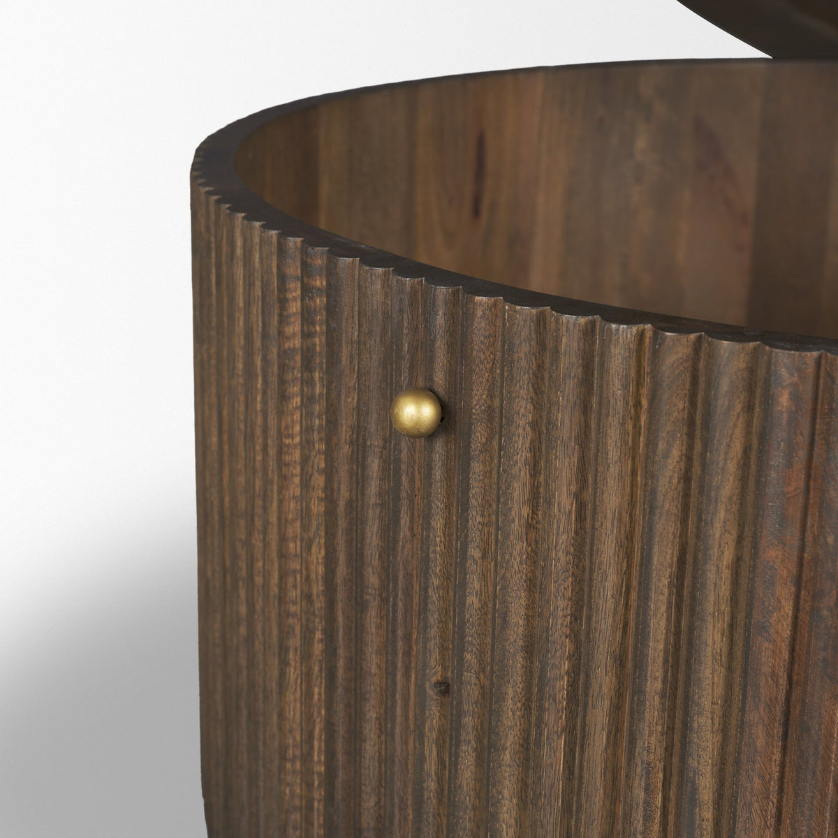 Terra 48L x 48W x 15H Dark Brown Wood Round Fluted Coffee Table from Mercana - Luna Furniture