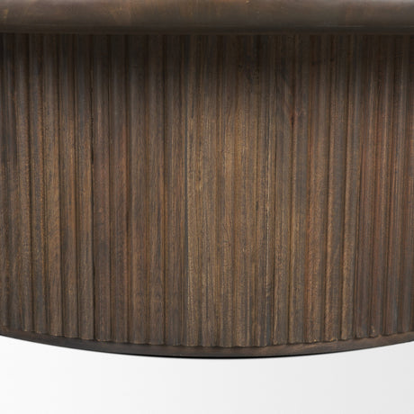 Terra 48L x 48W x 15H Dark Brown Wood Round Fluted Coffee Table from Mercana - Luna Furniture