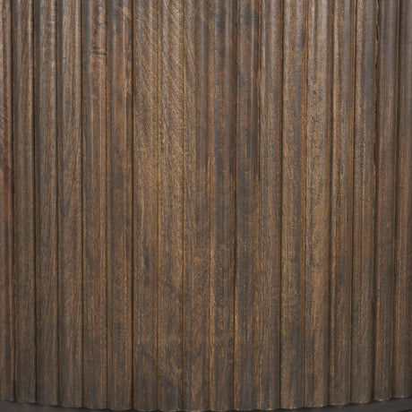 Terra 48L x 48W x 15H Dark Brown Wood Round Fluted Coffee Table from Mercana - Luna Furniture