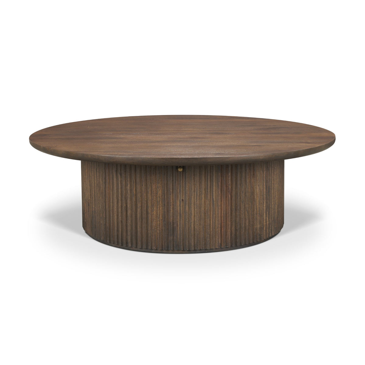 Terra 48L x 48W x 15H Dark Brown Wood Round Fluted Coffee Table from Mercana - Luna Furniture